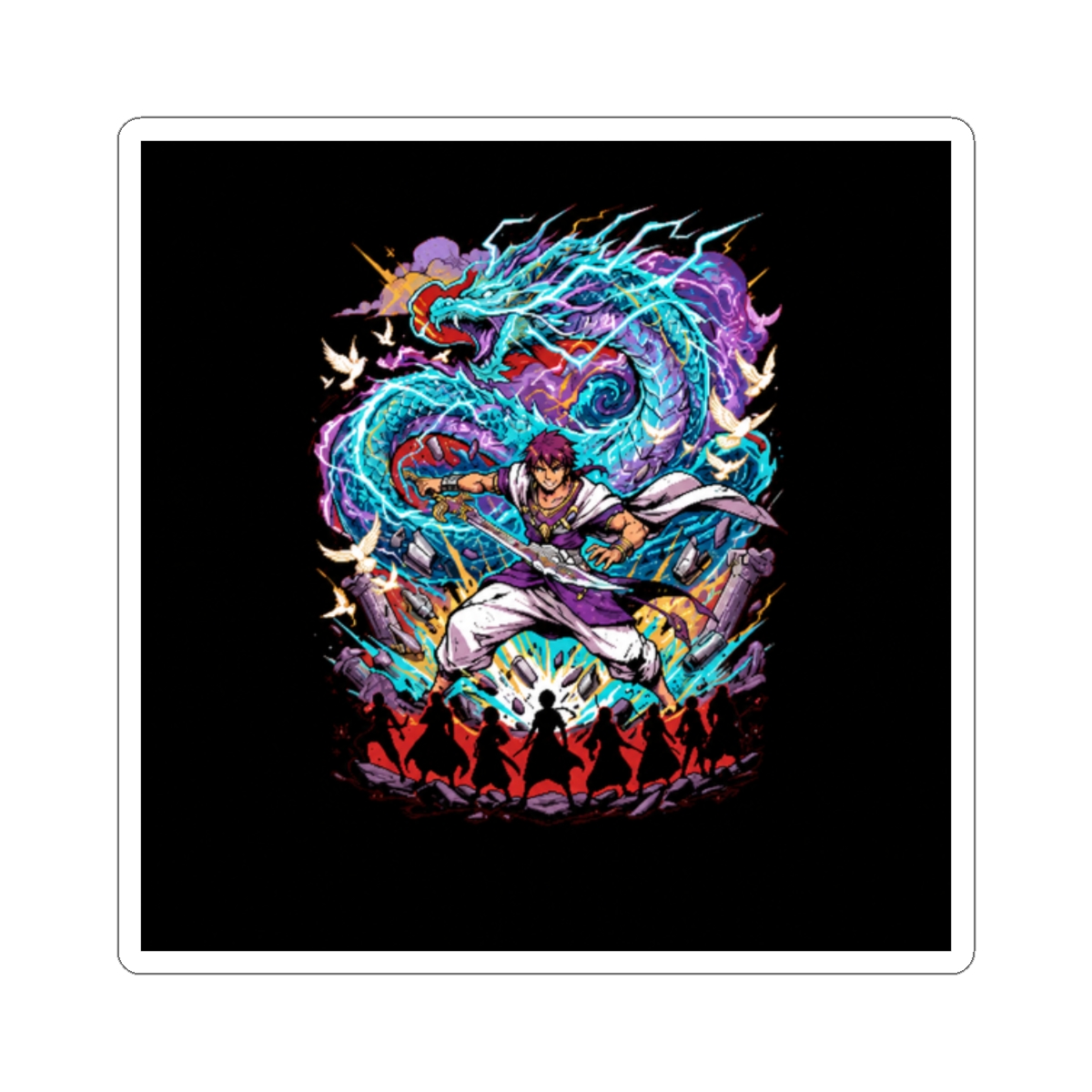 Sinbad'S Sword Stance With Spectral Dragon Sticker | Magi: Labyrinth of Magic - alternate angle 3, merchandise