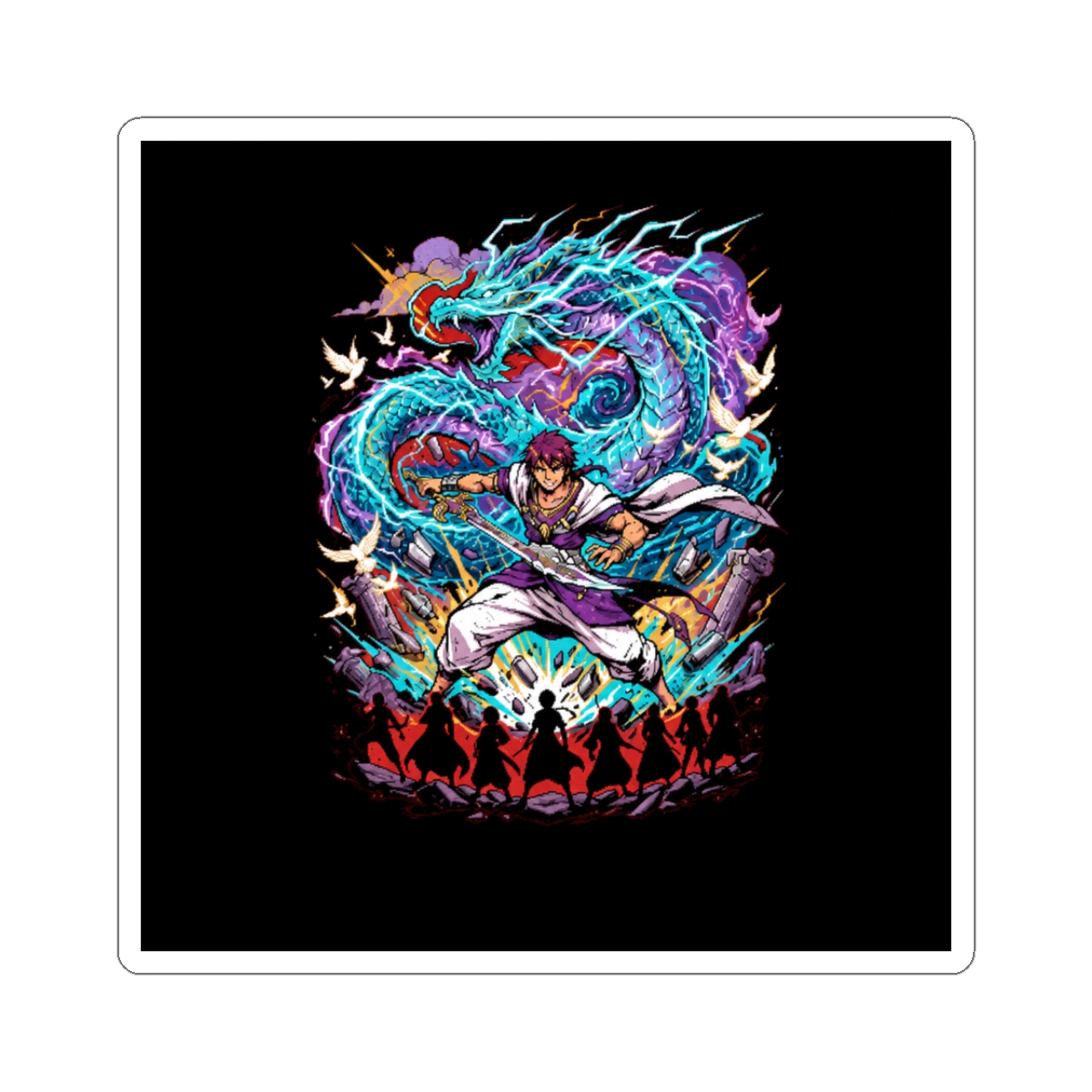 Sinbad'S Sword Stance With Spectral Dragon Sticker | Magi: Labyrinth of Magic