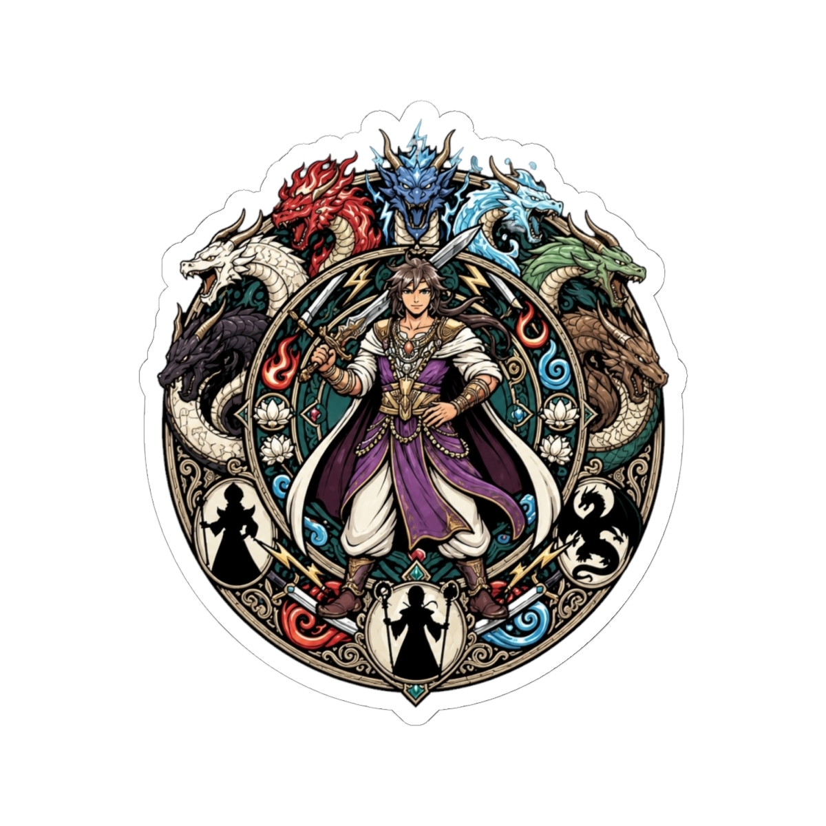 Sinbad With Dragon Crests Sticker | Magi: Labyrinth of Magic - alternate angle 1, merchandise
